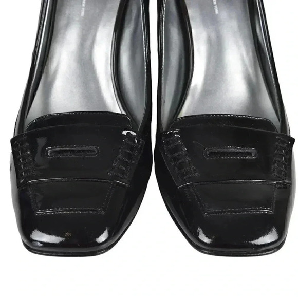 Kenneth Cole Black Patent Leather Heels Penny Loafers Size 8.5 - Picture 2 of 13